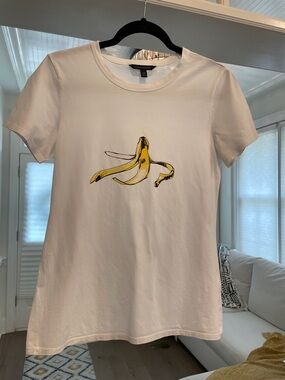 Banana Republic White Tee with Yellow Banana Graphic